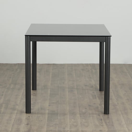 Allen Glass Top 4-Seater Dining Set with Chairs - Black and Grey