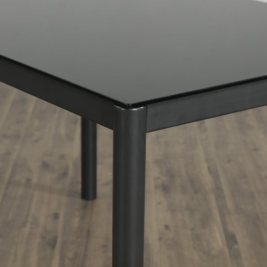 Allen Glass Top 4-Seater Dining Set with Chairs - Black and Grey