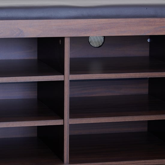 Lewis 18 Pairs Shoe Cabinet with Cushion Seat - Brown