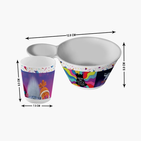 SERVEWELL Troll Print Dip Bowl and Kids Glass Set