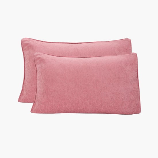 MASPAR Charlotte Pink Solid Cotton Pillow Cover - 50x75cm - Set of 2