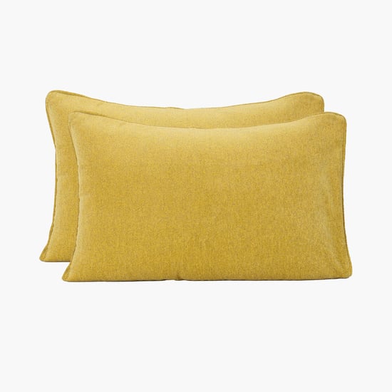 MASPAR Charlotte Yellow Solid Cotton Pillow Covers - 50x75cm - Set of 2