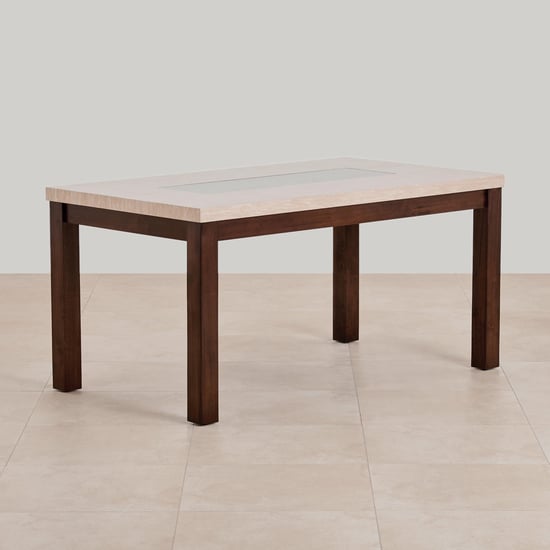 Harmony Sia Faux Marble Top 6-Seater Dining Table with Chairs - Beige