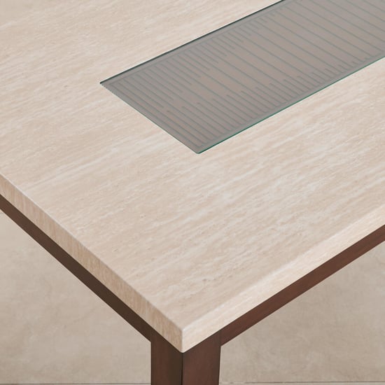 Harmony Sia Faux Marble Top 6-Seater Dining Table with Chairs - Beige