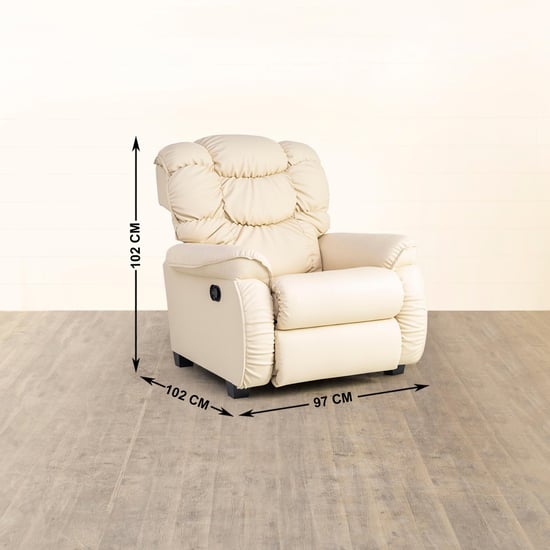 Helios Verona Faux Leather 1-Seater Recliner - Cream