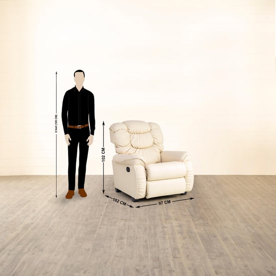 Helios Verona Faux Leather 1-Seater Recliner - Cream