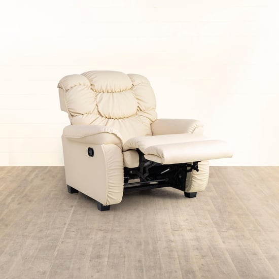 Helios Verona Faux Leather 1-Seater Recliner - Cream