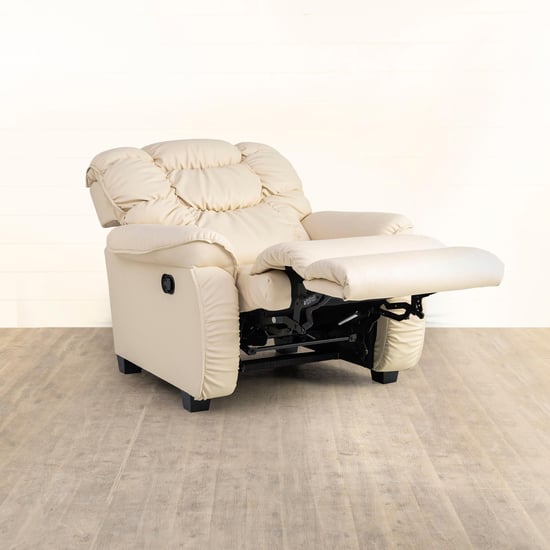 Helios Verona Faux Leather 1-Seater Recliner - Cream