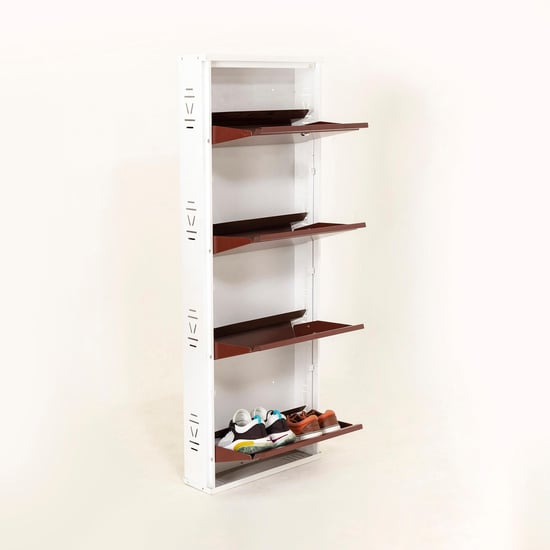 Helios Lagos Metal 8 Pairs Shoe Cabinet - Maroon