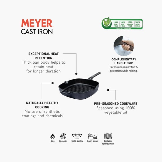 MEYER Cast Iron Grill Pan - 25 cm
