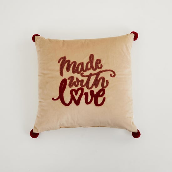 Lark Gtl Appliqued Velvet Filled Cushion - 40 x 40 cm