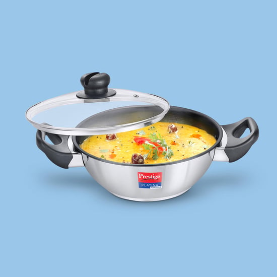 PRESTIGE Platina Pop Cookware Kadai with Lid - 1.3 L
