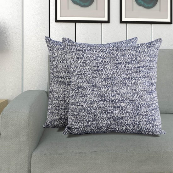 Ebony Slub Yarn-Dyed Textured Filled Cushion - Set of 2 - 45 x 45 cm