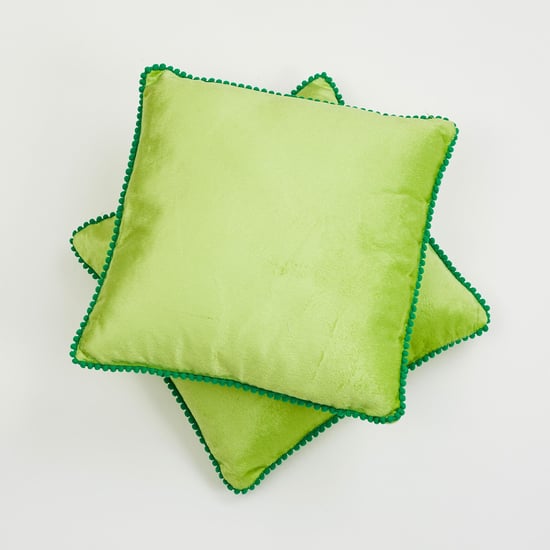 Corsica Pom-Pom Bordered Filled Cushion - Set of 2 - 30 x 30 cm
