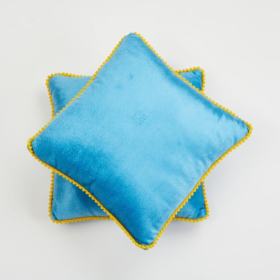 Corsica Pom-Pom Bordered Filled Cushion - Set of 2 - 30 x 30 cm