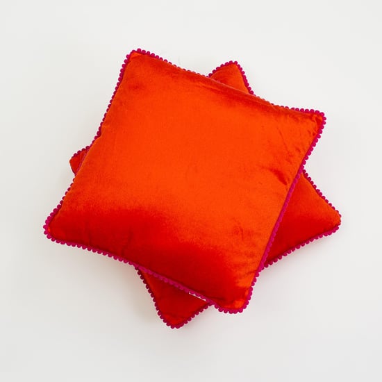 Corsica Pom-Pom Bordered Filled Cushion - Set of 2 Pcs - 30 x 30 cm