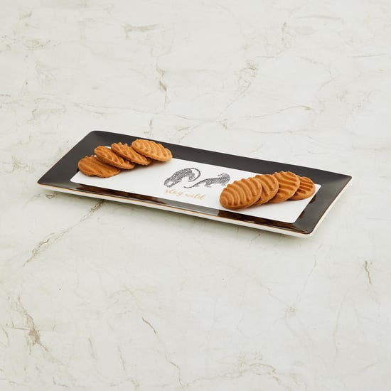 In To The Wild Printed Rectangular Platter with Gold Rim-Stay Wild