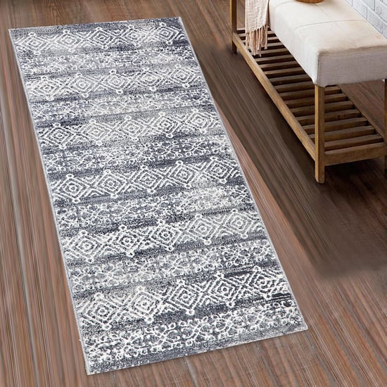 SPACES Allure Blue Textured Polypropylene Runner - 60x150cm