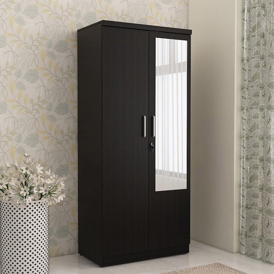 Helios Rhine 2-Door Wardrobe with Mirror - Brown