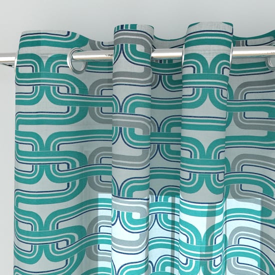 Lavish Teal Printed Sheer Door Curtain - 110 x 270 cm