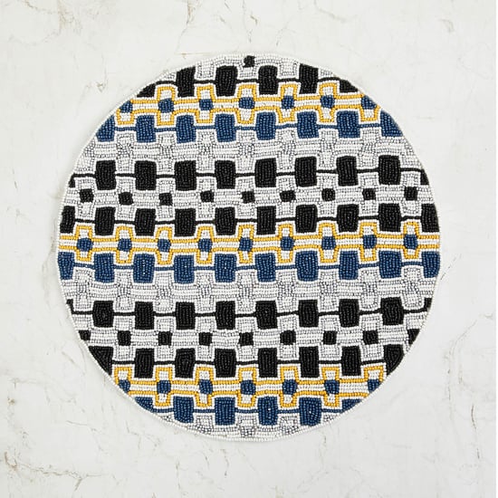 Mandarin Checkered Beaded Round Platemat