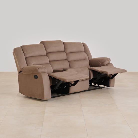 Helios Cairo Fabric 3-Seater Recliner - Brown