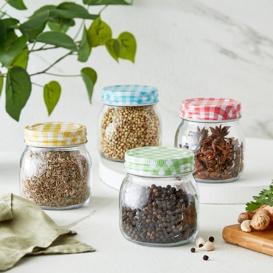 Corsica Essentials Set of 4 Tin Lid Glass Jars - 250ml