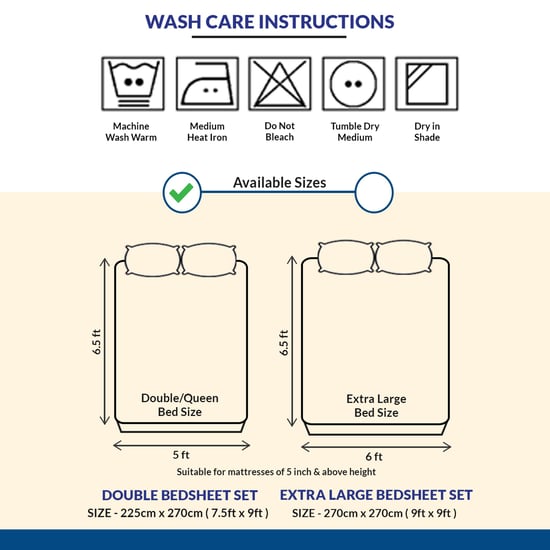 SWAYAM Pastel Vogue  3-Pc. Double Bedsheet  Set - 228 x 274 cm
