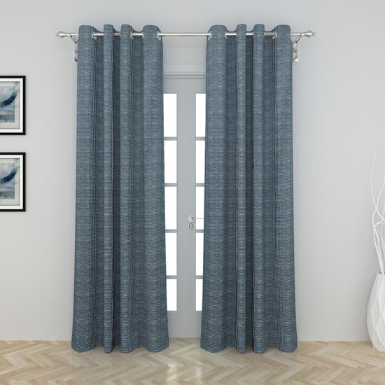 Blue Radiance Jacquard Door Curtain Pair - 110 x 225 cm