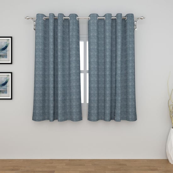 Slate Jacquard Textured Window Curtain Pair - 110 x 160 cm