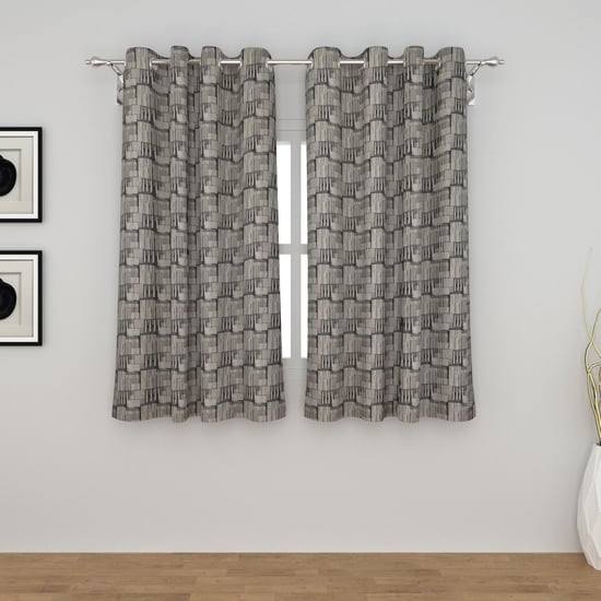 Grey Radiance Jacquard Window Curtain Pair - 110 x 160 cm