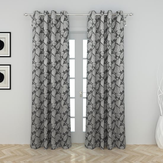 Medley Home Spun Jacquard Door Curtain with Chrome Eyelets - Set of 2 - 110 x 225 cm