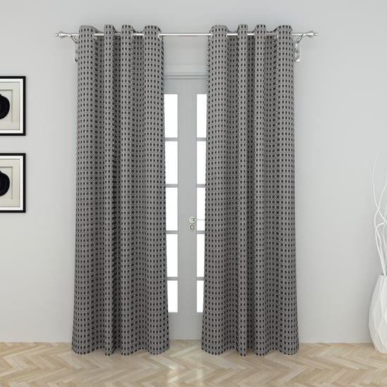 Medley Jacquard Door Curtain with Chrome Eyelets -Set of 2-110 x 225cm