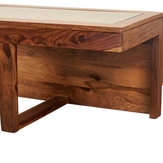 Helios Rover Sheesham Wood Coffee Table with Stools - Brown