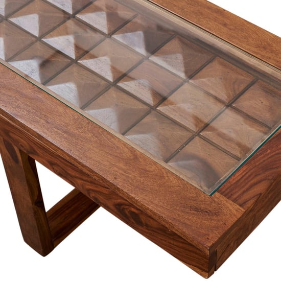 Helios Rover Sheesham Wood Coffee Table with Stools - Brown