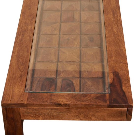 Helios Rover Sheesham Wood Coffee Table with Stools - Brown