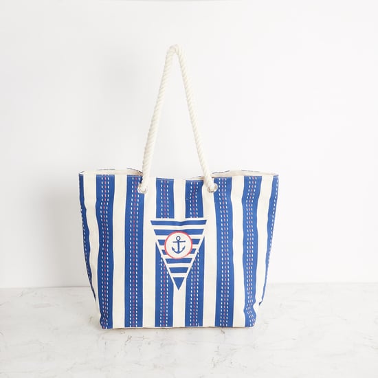 Corsica Striped Cotton  Canvas Shopping Tote Bag