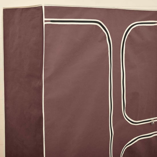 Helios Elante Brown Fabric Collapsible Three-Door Wardrobe With Six Shelves