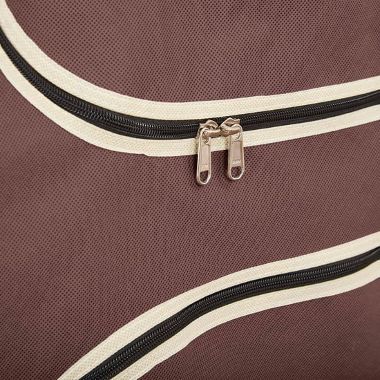 Helios Elante Brown Fabric Collapsible Three-Door Wardrobe With Six Shelves