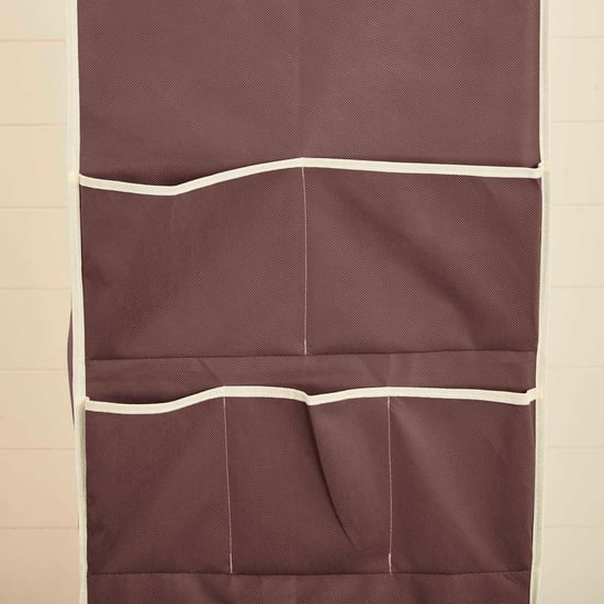 Helios Elante Brown Fabric Collapsible Three-Door Wardrobe With Six Shelves