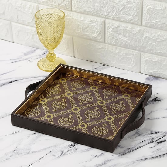 INDIA CIRCUS Printed Damask Print Leather Tray