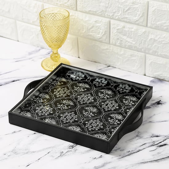 INDIA CIRCUS Monochrome Lotus Reiteration Leather Tray