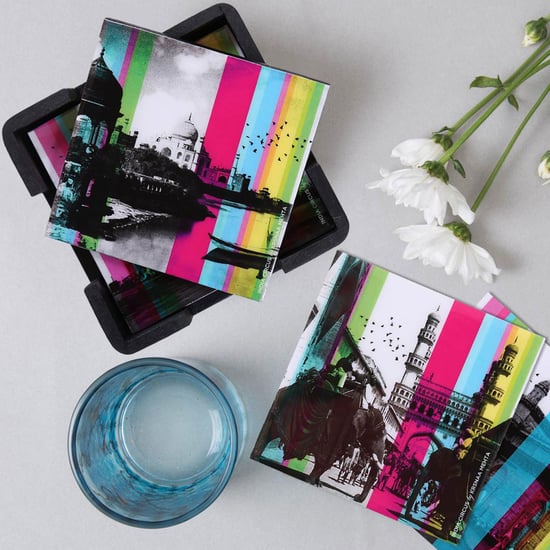 INDIA CIRCUS Agra Daily 6-Pc Table Coaster with Stand