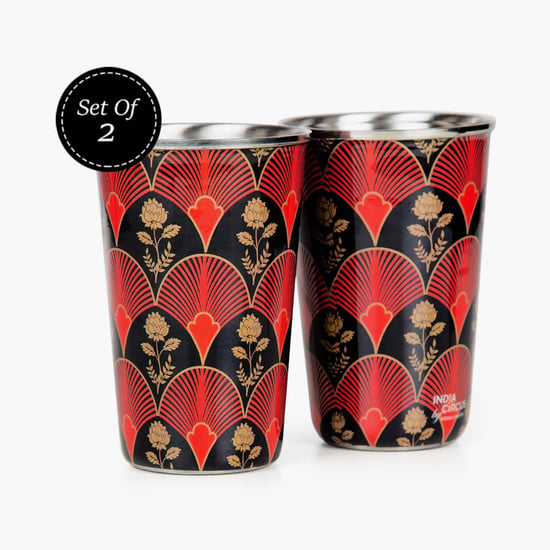 INDIA CIRCUS Fans of Blossom Steel Tumbler - Set of 2
