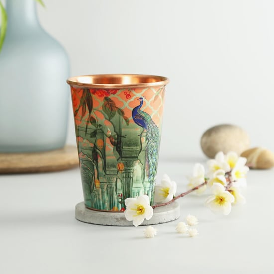 INDIA CIRCUS Peacock Dwar Printed Copper Tumbler