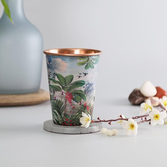 INDIA CIRCUS Printed Tropical View Small Copper Tumbler