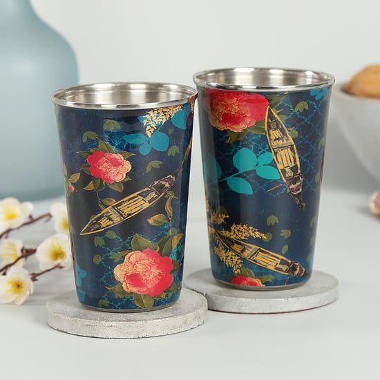 INDIA CIRCUS Floral Lake Inception Tumbler - Set of 2