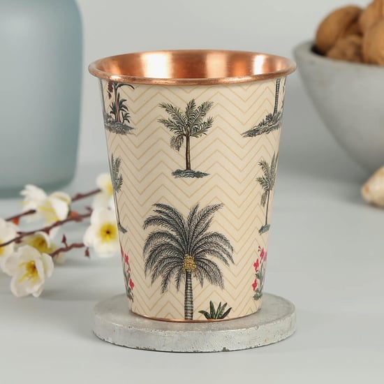 INDIA CIRCUS Chevron Palms Printed  Copper Tumbler