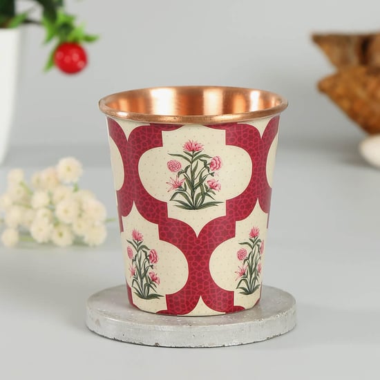 INDIA CIRCUS Printed Poppy Flower Scarlet Small Copper Tumbler