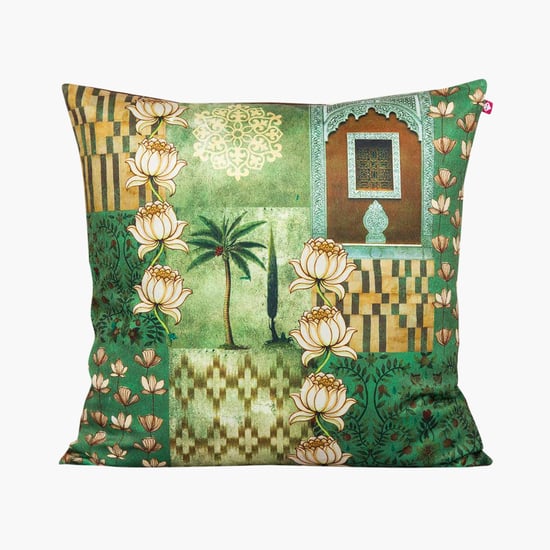 INDIA CIRCUS Tiled Lotus Cushion Cover - 40.64 x 40.64 cm